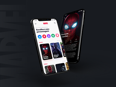 Marvel Heroes adobexd android avengers design developer figma flutter ios ironman marvel mobileapp mockup prototype sketch smartanimate spiderman