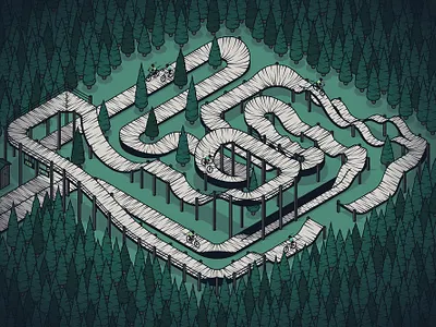 Mountain Bike Track forest illustration illustrator isometric isometric illustration mountain bike mountain biking vector wilderness
