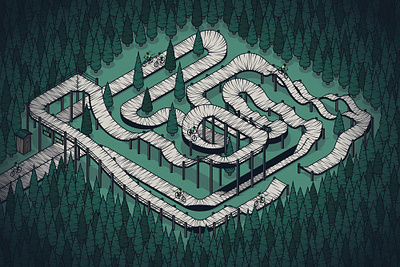 Mountain Bike Track forest illustration illustrator isometric isometric illustration mountain bike mountain biking vector wilderness