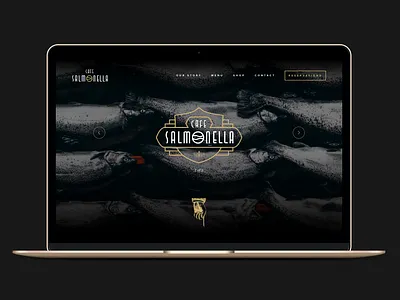 ASOUE: Cafe Salmonella Website Design art deco badge black book branding dark food gold great gatsby logo luxury restaurant vintage web design website