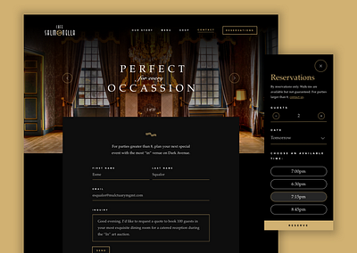 ASOUE: Cafe Salmonella Online Reservations Web Design art deco book branding dark dark ui dining drink food great gatsby luxury restaurant vintage web design