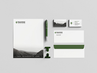 Traverse Sustainable Expeditions Stationery Set brand business card design earth envelope graphic graphic design icon idenity letterhead letterhead logo logo photography stationery stationery set sustainable texture typography