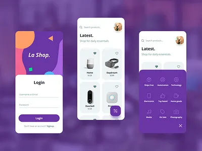 La Shop app badge branding clean color design flat icon illustration typography