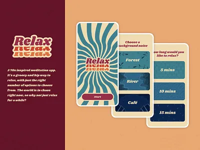 Relax - A 70s inspired meditation app 70s meditate meditation minimalist mobile ui relax uidesign vintage