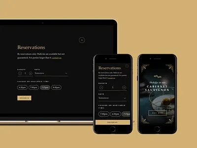 ASOUE: Cafe Salmonella Responsive Web Design art deco black book booking brand identity branding dark ui dining food gold logo luxury responsive web design restaurant vintage web webdesign