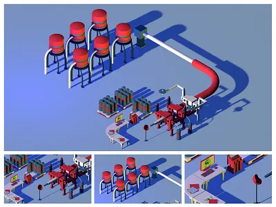 3D Modeling Factory 3d c4d design low poly modeling motion