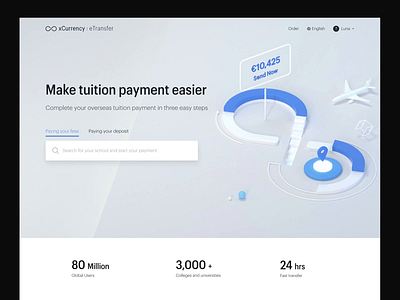 eTransfer Landing Page 3d 3d animation c4d casestudy landingpage motion portfolio webdesign