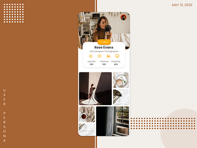 Daily UI - User Persona account app design daily 100 challenge daily ui dailyui design app neutral photography photos posts social app ui design uidesign uiux uiuxdesign user profile userprofile ux design uxdesign uxdesigns