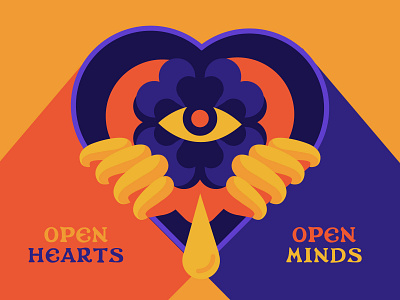 Open Hearts, Open Minds adobe illustrator community design empathy heart illustration typography vector