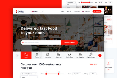 Deligo - On-Demand Delivery Website app booking delivery food grocery app interface ios login material mobile ondemand post sign up template theme ui kit ux web wireframe