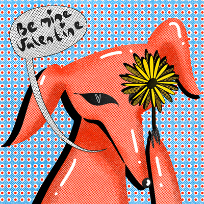 Be mine Val 2dillustration comic design digitalart illustration love dog procreate procreate artist retro style illustration trippy