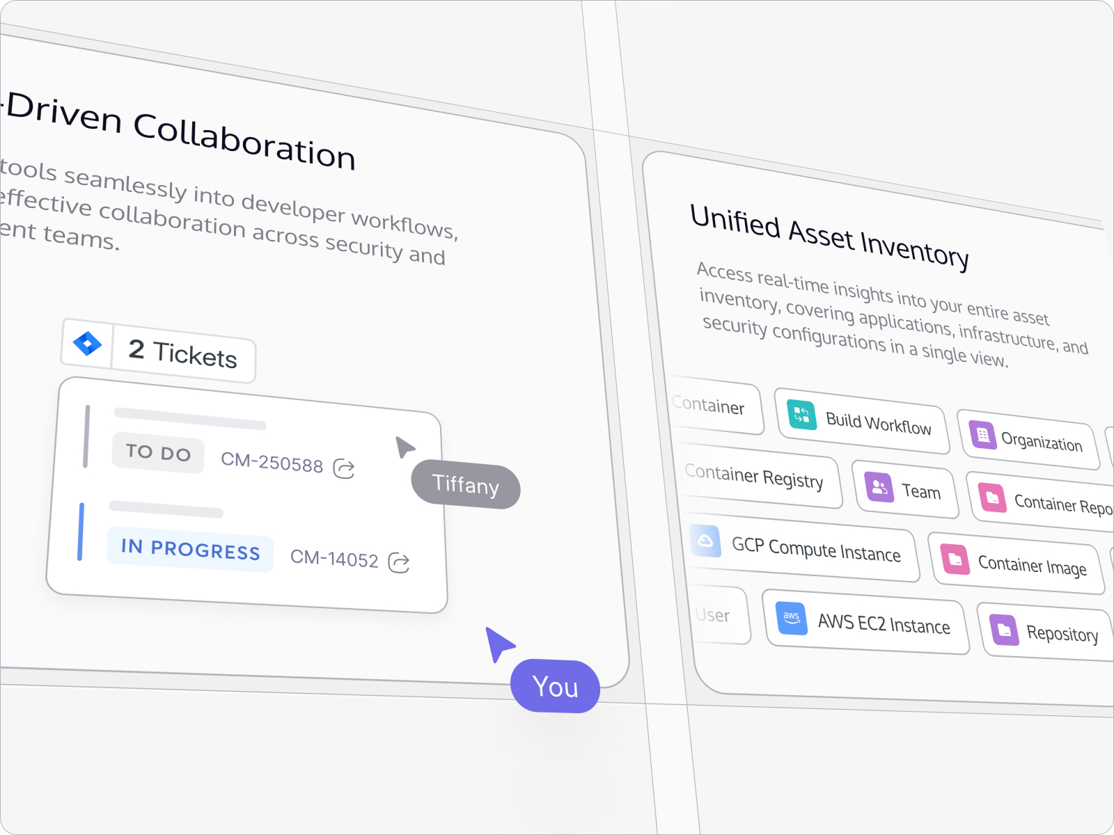 Bento Cards, Integrations animation bento code connector cursor cycode devops insights integrations jira micro animation platform tags task task management ticket to do todo ui ux