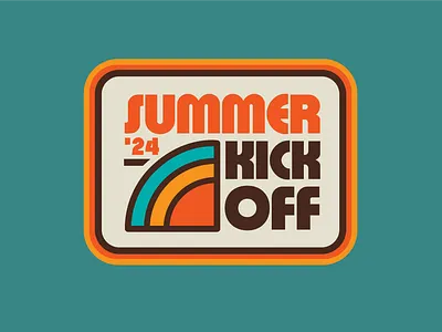 Summer Kickoff 2024 1980s badge illustration patch retro summer sun teal vector