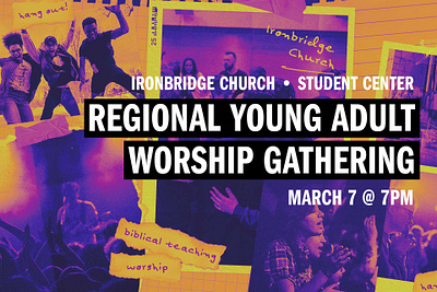 Ironbridge Young Adult Event Graphic church design digital art gradient map graphic design marketing ministry neon pop art scrapbook social media special events student ministry young adult ministry