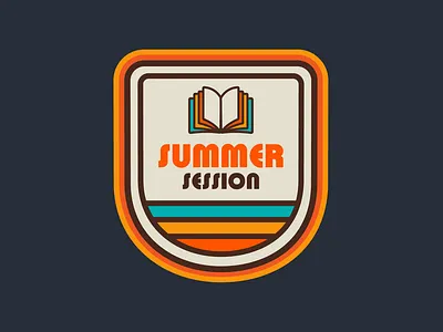 Summer Session 2024 badge book colorful design educational illustration retro vector
