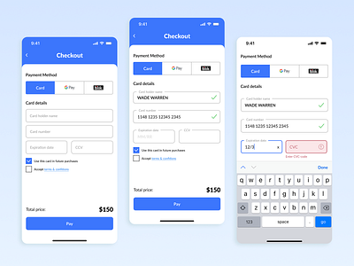 Credit Card Checkout appdesign checkout creativedesign dailyui designcommunity digitalpayments ecommerce financeapp fintech graphic design payment productdesign ui uidesign ux