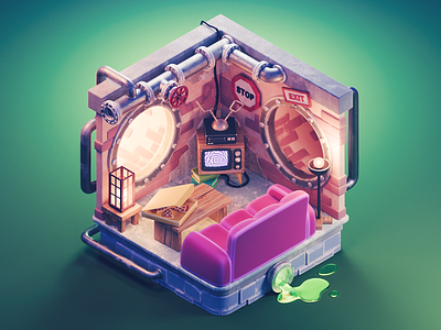 TMNT Lair 3d blender diorama illustration isometric lowpoly render tmnt