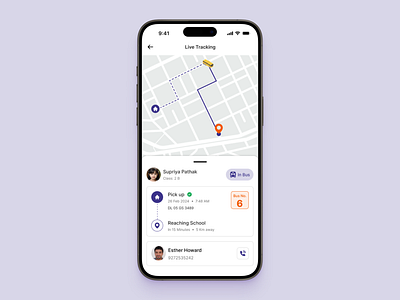 Daily UI #020 - Location Tracker bus children daily ui daily ui day 20 day 20 location location tracker map mobile app mobile ui parents school school bus status student ui ui design