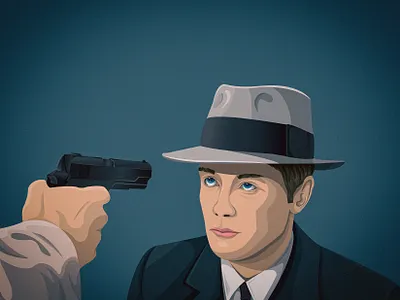 Le Samourai, Alain Delon adobe illustrator alain delon assassin digital design fedora france graphic design hitman illustration killer le samourai paris photoshop vector