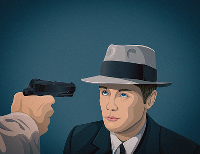 Le Samourai, Alain Delon adobe illustrator alain delon assassin digital design fedora france graphic design hitman illustration killer le samourai paris photoshop vector