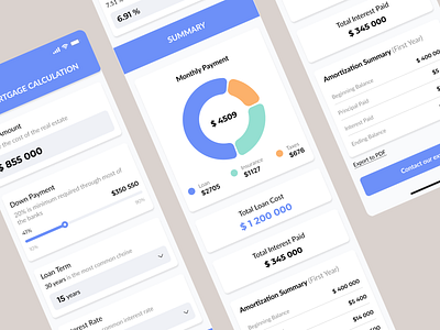 Mortgage Calculator UI appdesign bankingapp dailyui designinspiration finance financialplanning fintech homebuying loancalculator mortgage productdesign realestate ui uidesign uiux ux