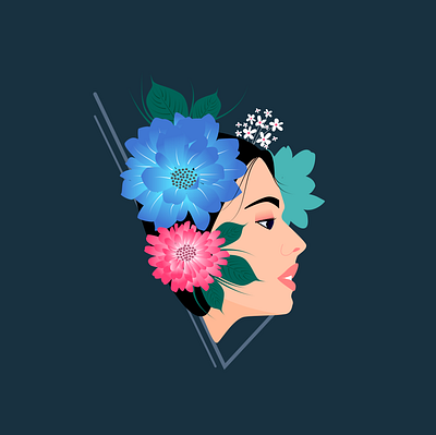 floral girl design flat floral flowers girl girl illustration illustration nature vector