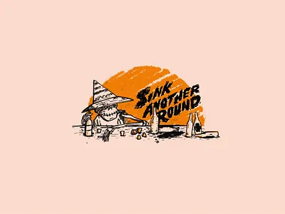 Sink Another Round booze cantina illustration lettering orange skeleton texture typography