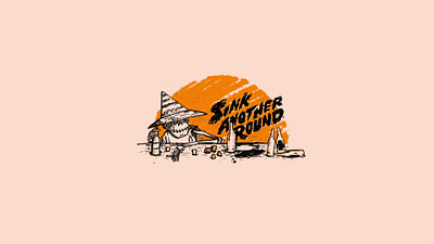 Sink Another Round booze cantina illustration lettering orange skeleton texture typography