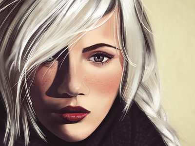 Winter illustration painting portrait