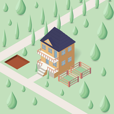 Isometric House Illustration architectural design architectural illustration architecture background bulding vector design house illusration illustration isometric isometric design isometric illustration vector