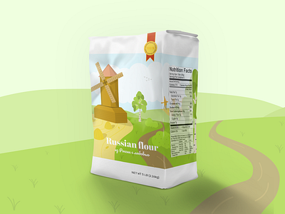 Flour Bag design bag branding design flat flour graphic graphic design graphicdesign grass green illustration illustrator package design packaging packaging design russia typography ui vector