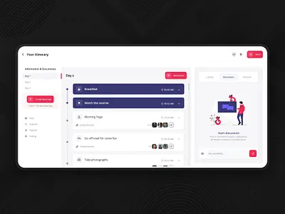 Tour Itinerary / Tour planner 2020 day 1 itinerary design itinerary minimal simple tour itinerary tour management tour planner travel agency travel itinerary trip itinerary trip planner ui uiux ux