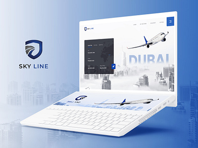 Sky Line - Landing Page Template blue blue and white clean creative design design flight flight booking flight search logo mobile app design new trend ui uidesign ux webdesign website design