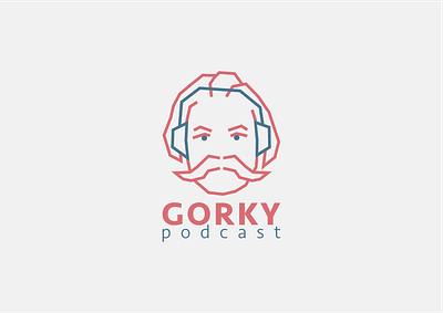 Gorky Podcast design face face logo head headphones logo logo design logodesign logos logotype minimal podcast podcast logo vector