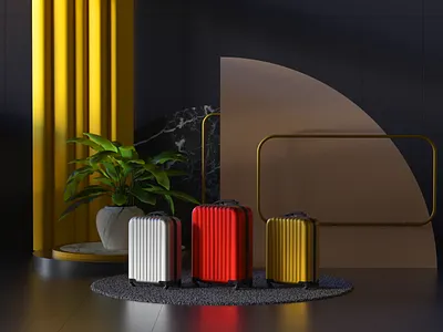 Luggage architecture bag carpet cinema4d curtains flower interior luggage octane redshift suitcase