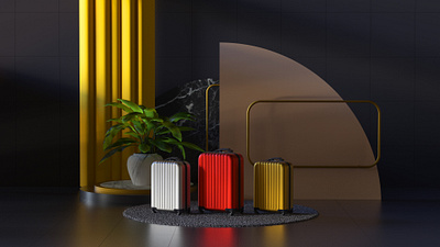 Luggage architecture bag carpet cinema4d curtains flower interior luggage octane redshift suitcase