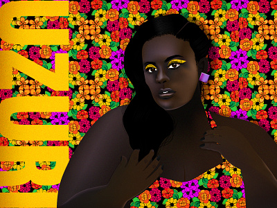 UZURI - Cute african woman art black art black artist black girl body positive dark skin design floral girl illustration illustrator plus size portrait vector women