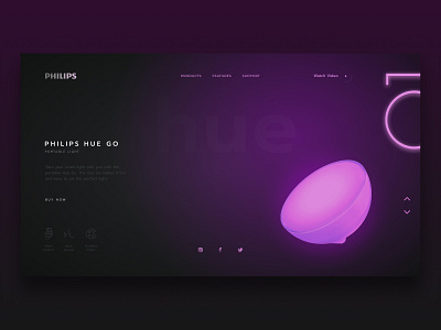 Philips Hue Go Concept concept design go hue minimalist philips ui web web design