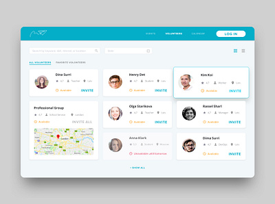 The internal page with a catalog for local volunteers' project cards cards ui catalog dashboard gallery materialdesign product design search results status ui ui card user card user cards ux uxui volunteering volunteers web design