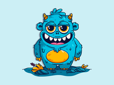 The Friendly Monster animal character character art creative cute design drawing flat graphic illustration minimal monster monsters troll vector