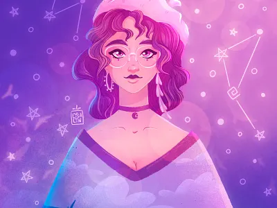 Magical space girl art branding cartoon cartoon character cute cute art design illustration ipad pro magic magical space