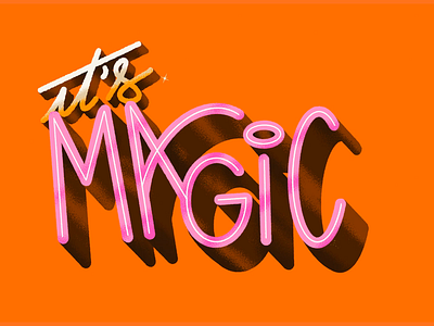 ✧ It's Magic ! ✧ 3d animation animation 2d calligraphy design graphisme illustration imagination lettering letters logo magic magical orange particle stars type typography video work