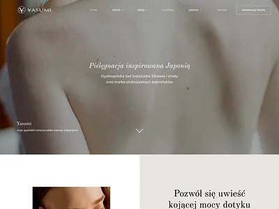 yasumi landing page animation clean conscious cosmetics elegant hero landing minimal modern product spa subtle ui ux web design website whitespace