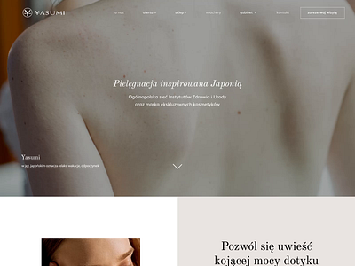 yasumi landing page animation clean conscious cosmetics elegant hero landing minimal modern product spa subtle ui ux web design website whitespace