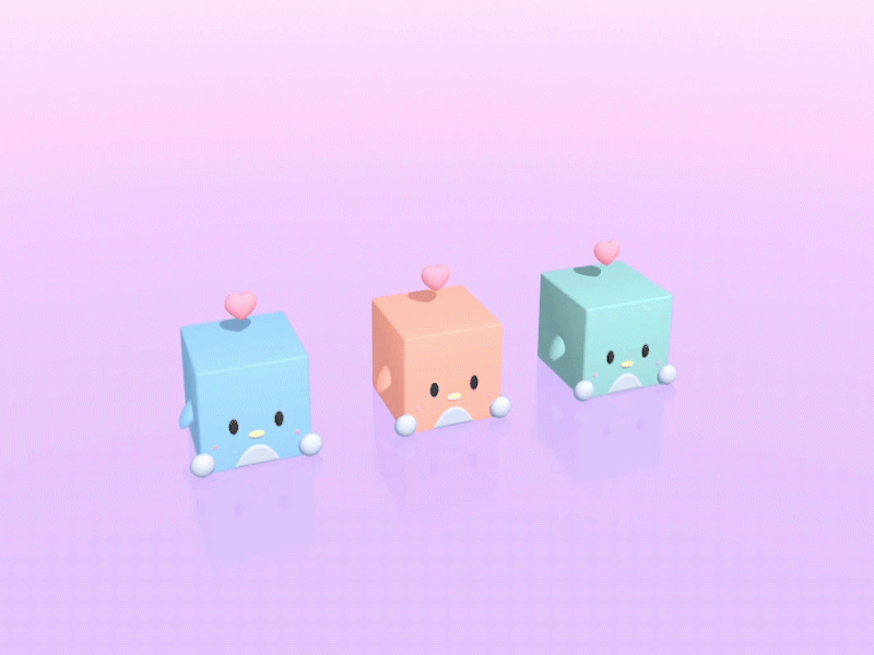 Cube Penguins 3d animation c4d c4dfordesigners pastel penguin