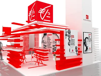 Caisse d'épargne's stand bank branding caisse dynamique exhibition expo graphicdesign sketchup space speed stand vray young
