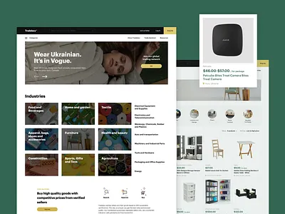Tradalaxy — international B2B marketplace card catalog categories category checkout company desing ecommerce green landing marketplace minimalism product saas shop shopping cart ui uikit ux