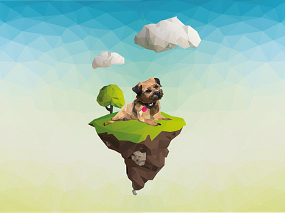 Jule vom Nordbach animals art borderterrier clouds diorama dog grain grass illustration low poly lowpoly lowpolyart pet polygon polygons tree