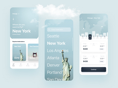 Aviao UI Kit - Search Flight screens airplane aviation branding designsystem illustration ios iphone travelapp ui uikit