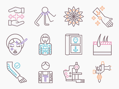 Tattoo Icons design flat icon icon set icons illustration illustrator tattoo tattoo art ui ux vector